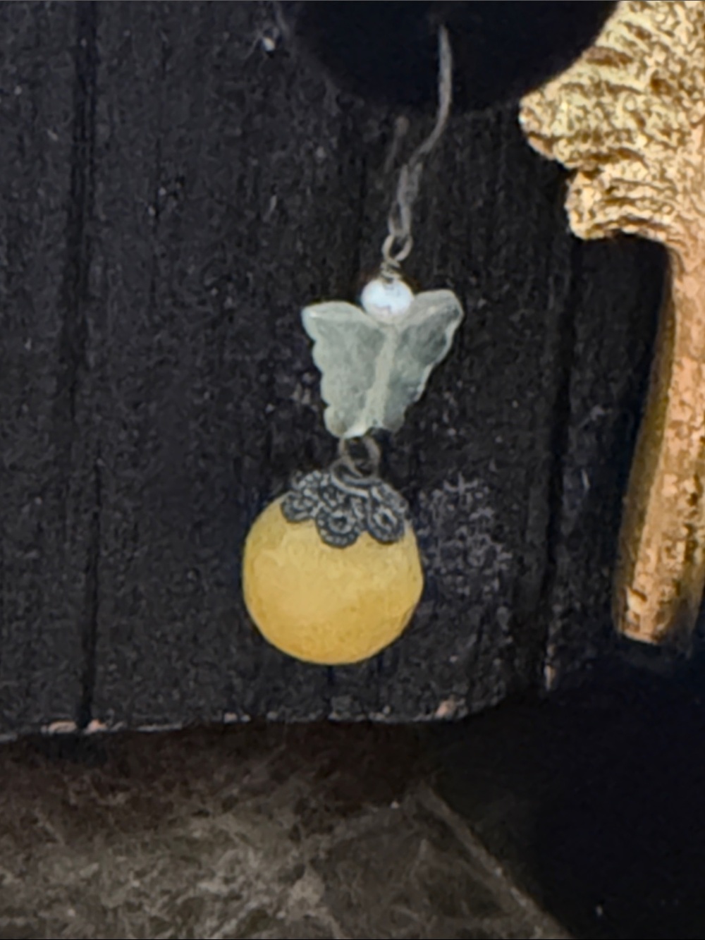 Unique pierced butterfly jade and pearl semi precious sterling silver wires - Picture 14 of 14